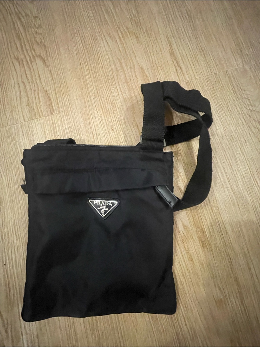 Prada Black Nylon Messenger Crossbody with Triangle Logo